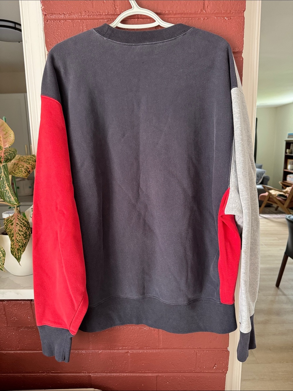 Champion Men’s Colorblock Crewneck Sweatshirt - Red/Gray/Black - Picture 6 of 9